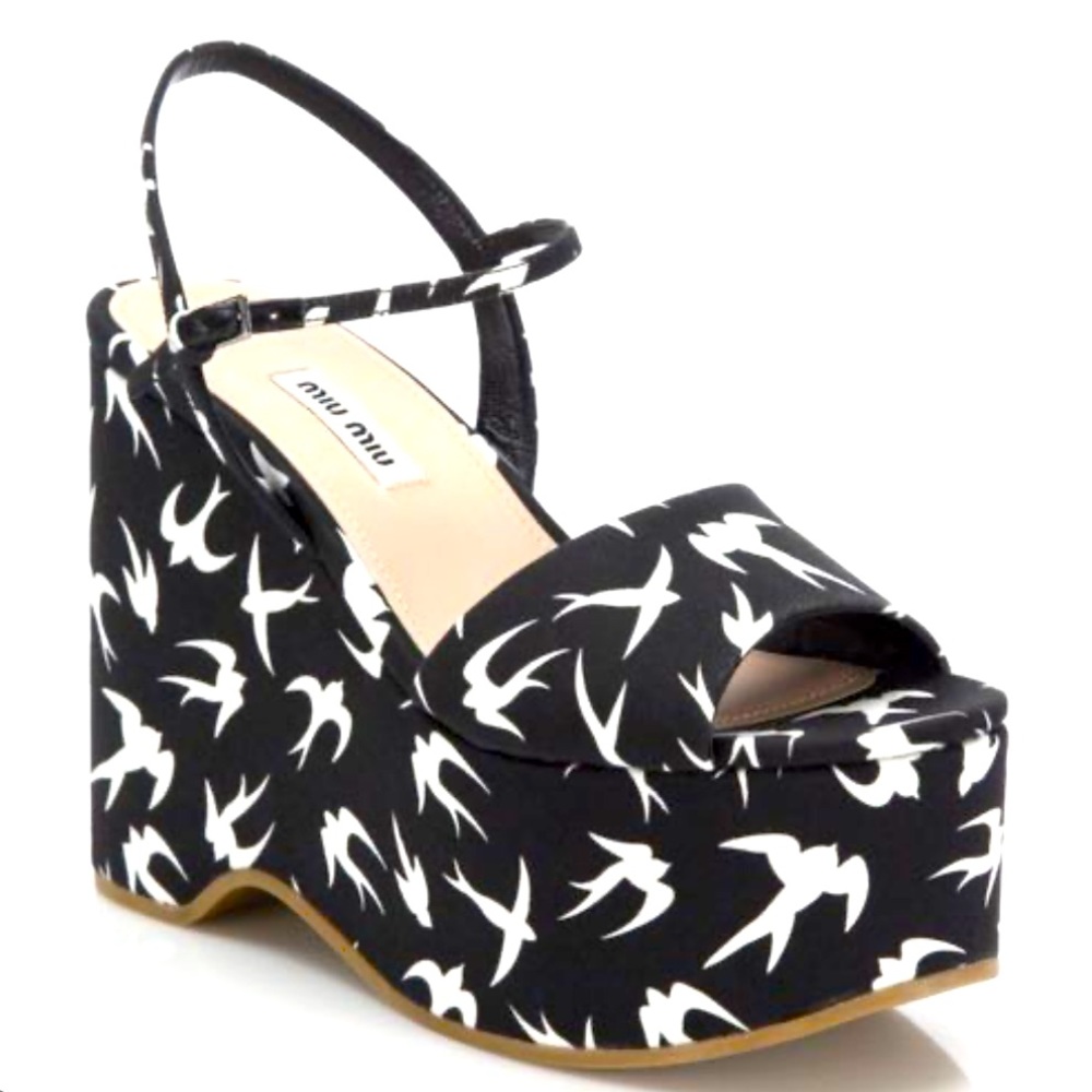 Miu Miu - Swallow Platform Sandals - Size 36.5